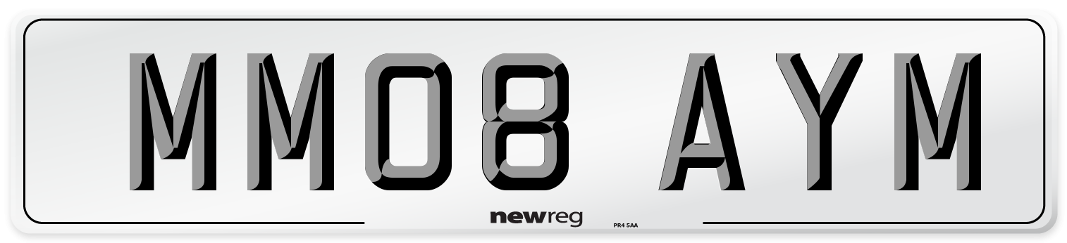 MM08 AYM Number Plate from New Reg